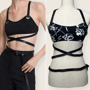 NWT | Michael Kors Collection | Wrap Belted Top | Black/Saphre | Size 4